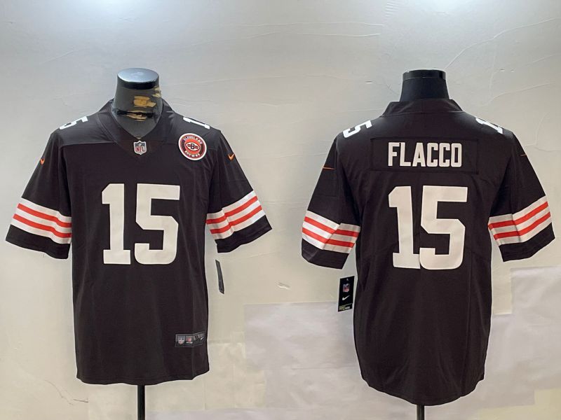 Men Cleveland Browns #15 Flacco Brown Second generation 2024 Nike Limited NFL Jersey style 2